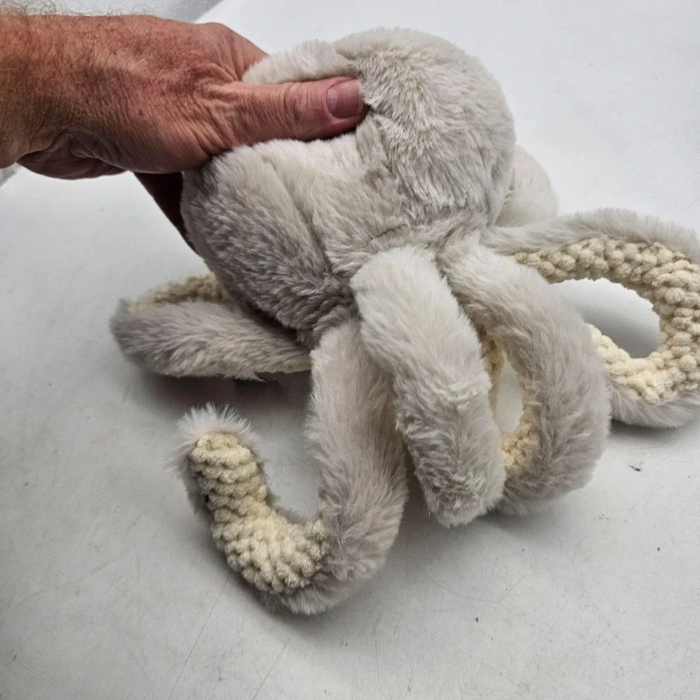 Apricot Lamb Octopus Plush Stuffed Animal Toy Small Gray Soft Washable Cute